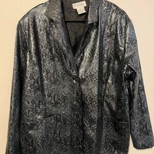 Outer Edge Snake Print Jacket Blazer satinish silver black Size 3XL